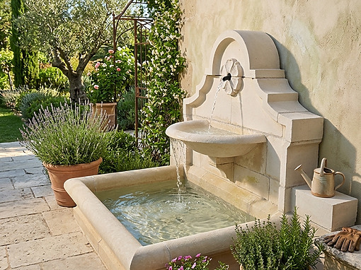 Fontaine murale avec bassin